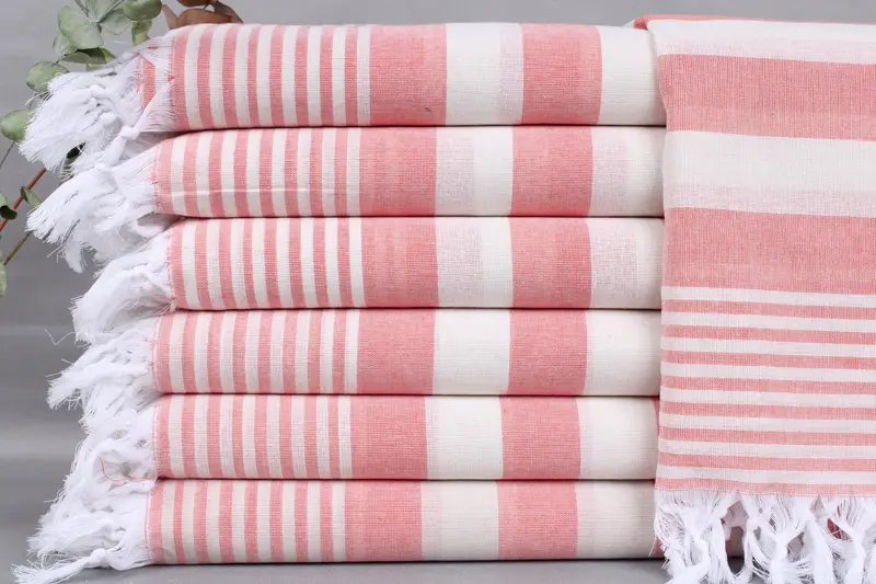 Organic Towel, Wedding Gift, Orange Striped Towel, Bachelorette Favor, 36x67 Inches