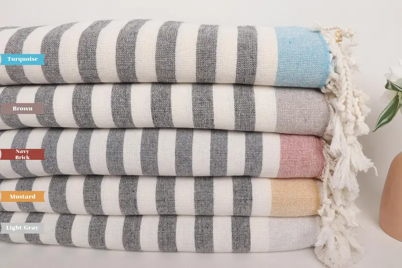Best Beach Towel, Peshtemal Towel, Fouta towel, Custom Name Towel, Custom Towel Beach, 68x40 Cotton Striped Terry Towel, Baby Boy Gift, Soft towel - 3
