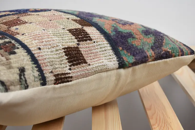 Vintage Kilim Throw Pillow, Gift Pillow, Pillow Case, Vintage Kilim Pillow Cushion Cover, Pillow for Sofa, 16x16 Blue Pillow Sham - 5