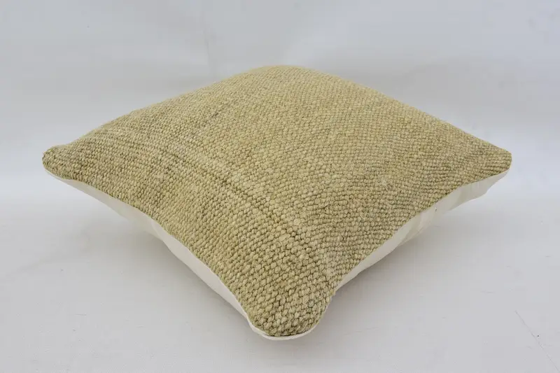 Pillow Cover, Kilim Rug Cushion, 14x14 Beige Cushion Case, Luxury Pillow, Vintage Kilim Pillow, Pillow for Couch, Turkish Kilim Pillow - 6