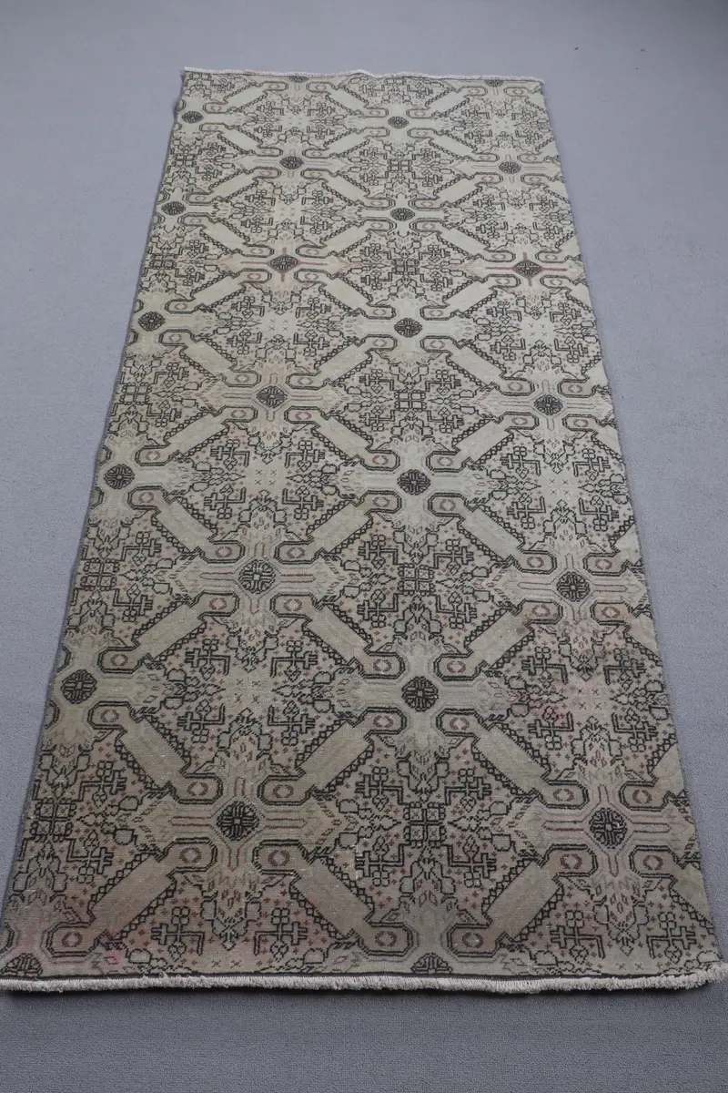 Yeşil Çiçekli Halı, 3,4x7,7 ft Zarif Dekor