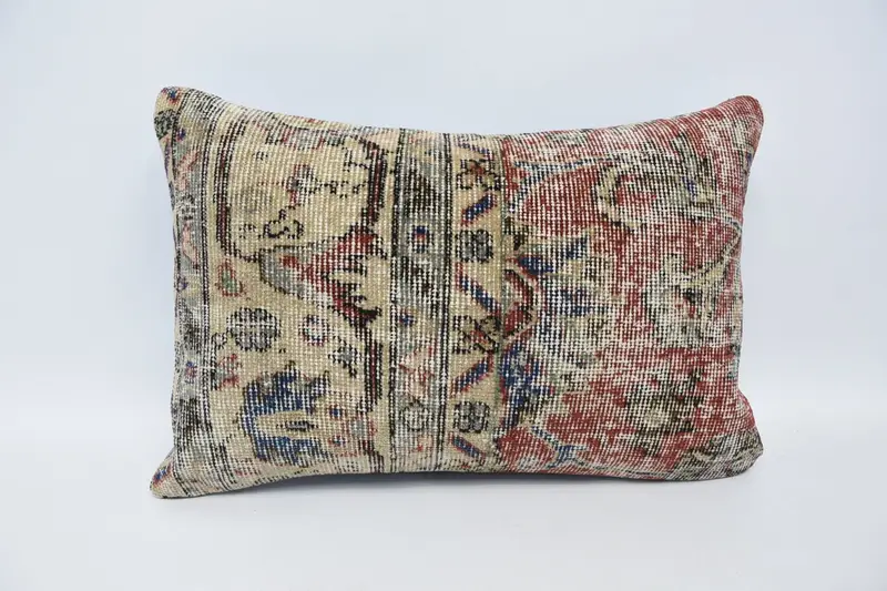 Cushion Cover, Natural Cushion Cover, Pillow for Couch, Ethnic Pillow Cover Pillow, Home Decor Pillow, Vintage Kilim Pillow, 16x24 Red Pillow Case - 1