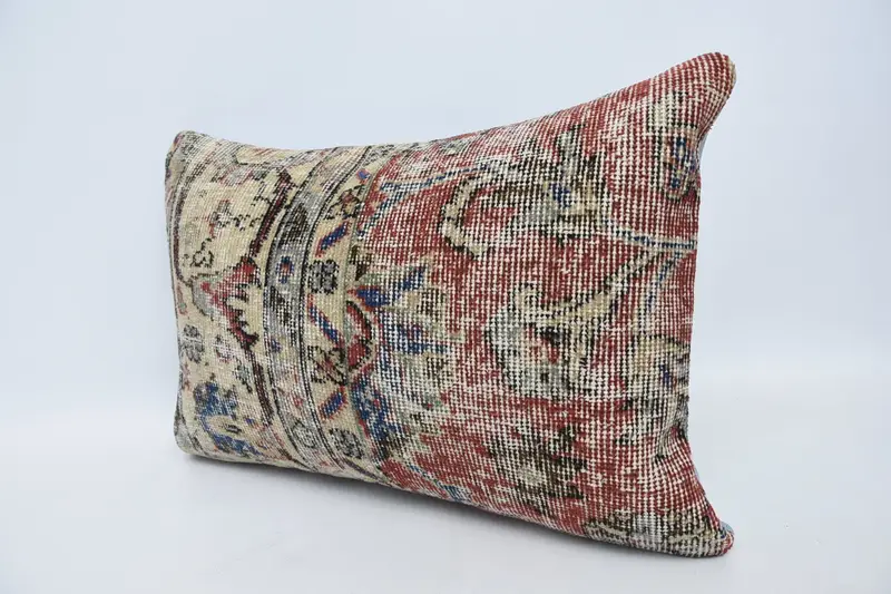 Cushion Cover, Natural Cushion Cover, Pillow for Couch, Ethnic Pillow Cover Pillow, Home Decor Pillow, Vintage Kilim Pillow, 16x24 Red Pillow Case - 4