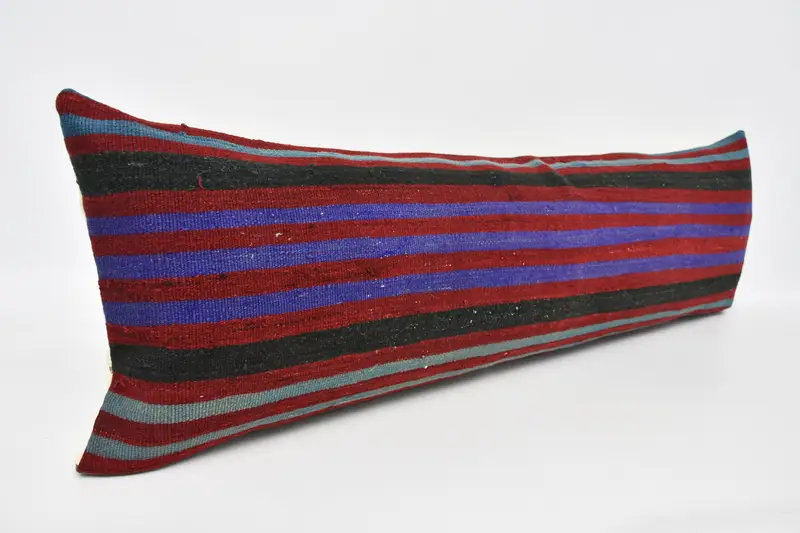 Cotton Cushion Cover, Pillow for Couch, Handmade Kilim Cushion, 16x48 Red Cushion, Vintage Kilim Pillow, Vintage Throw Cushion Cover, Pillow - 3