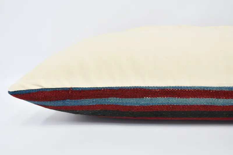 Cotton Cushion Cover, Pillow for Couch, Handmade Kilim Cushion, 16x48 Red Cushion, Vintage Kilim Pillow, Vintage Throw Cushion Cover, Pillow - 6