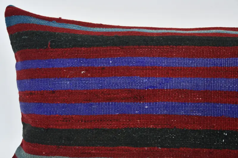Cotton Cushion Cover, Pillow for Couch, Handmade Kilim Cushion, 16x48 Red Cushion, Vintage Kilim Pillow, Vintage Throw Cushion Cover, Pillow - 2