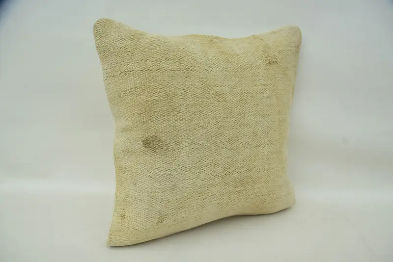 Pillow Sham, 16x16 Beige Cushion, Antique Pillows, Kilim Cushion Sham, Car Pillow Case, Boho Pillow Sham Cover, Ottoman Cushion, Yoga Pillow Case - 2
