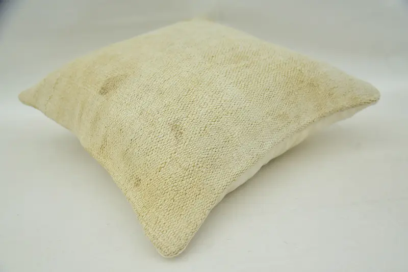 Pillow Sham, 16x16 Beige Cushion, Antique Pillows, Kilim Cushion Sham, Car Pillow Case, Boho Pillow Sham Cover, Ottoman Cushion, Yoga Pillow Case - 6
