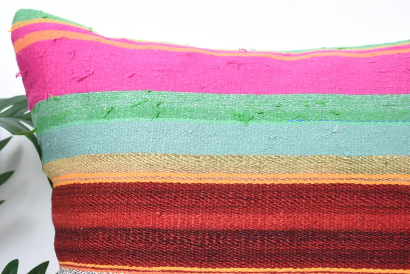 Kilim Pillow, Vintage Kilim Pillow, 24x24 Green Cushion Cover, Boho Pillow Sham Cover, Cushion Case, Pastel Pillow, Muted Cushion - 2