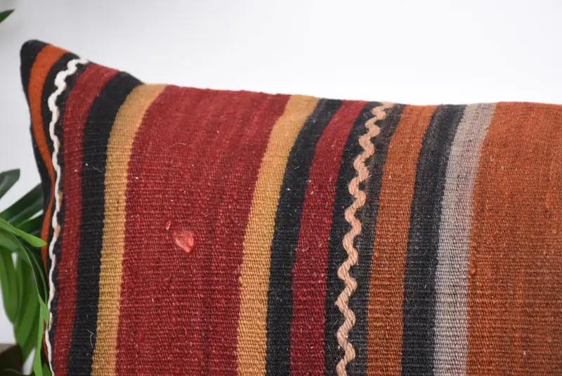 Knitted Cushion Cover, Car Pillow Case, 16x48 Red Pillow Cover, Pillow Cover, Vintage Pillow, Home Decor Pillow, Kilim Pillow - 2