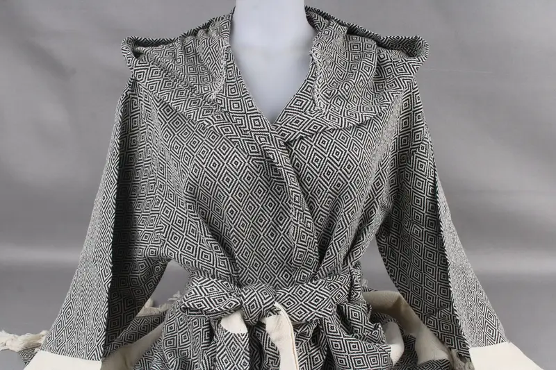 Albornoz de Toalla Turca Unisex de Algodón Orgánico con Capucha y Bolsillos, 100% Algodón