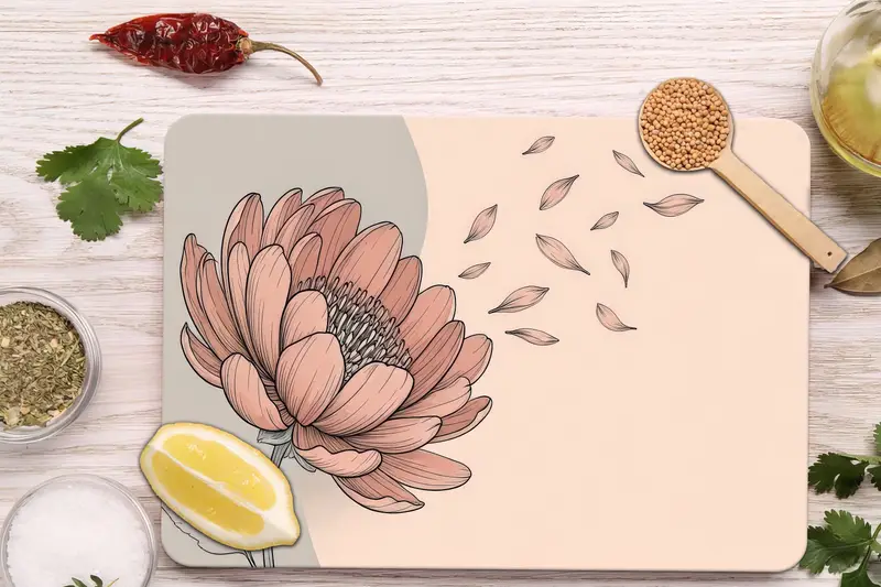 花柄ガラスまな板 秋風デザイン