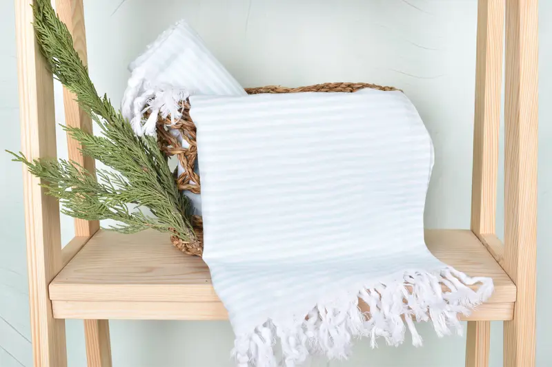 Handmade Gift, Thin and lightweight Turkish peshtemal, Absorbent Turkish towel, Quick-dry peshtemal, Best Beach Towel, 68x36 Cotton Striped Towel - 4