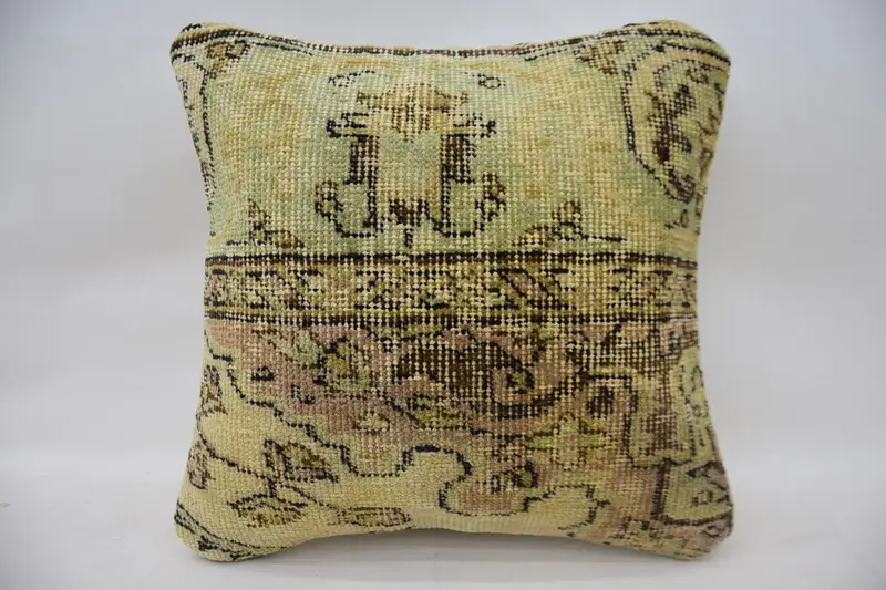 Boho Pillow, 16x16 Beige Pillow, Pillow, Gift Pillow, Meditation Pillow Cover, Handmade Throw Pillow Case, Handmade Kilim Cushion - 1