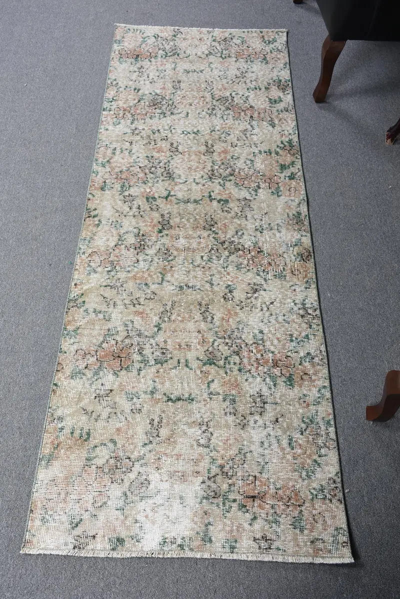 Alfombra hecha a mano con estampado animal verde y naranja, 2,4x6,9 pies