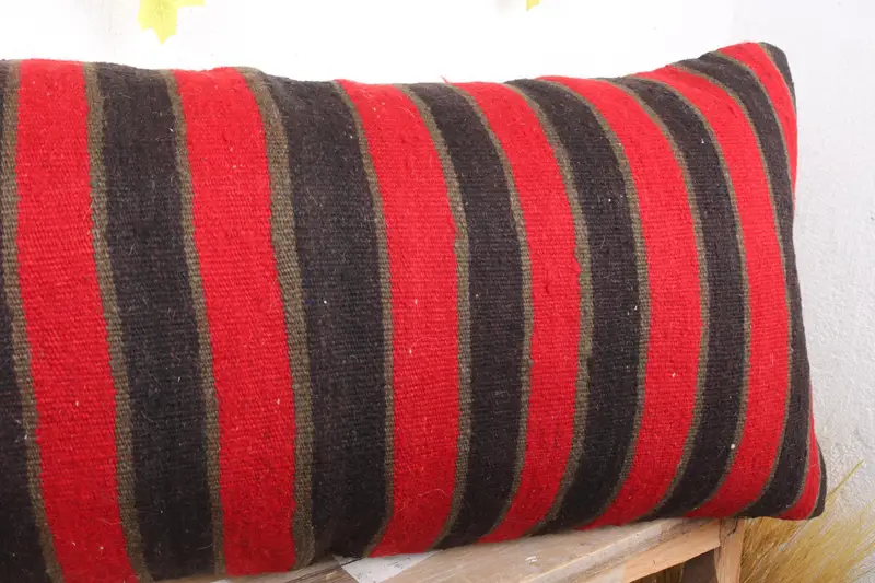 Home Decor Pillow, Kilim Pillow, Christmas Pillow Case, Throw Kilim Pillow, Pillow Case, Seat Pillow Cover, 16x36 Red Pillow Cover - 5