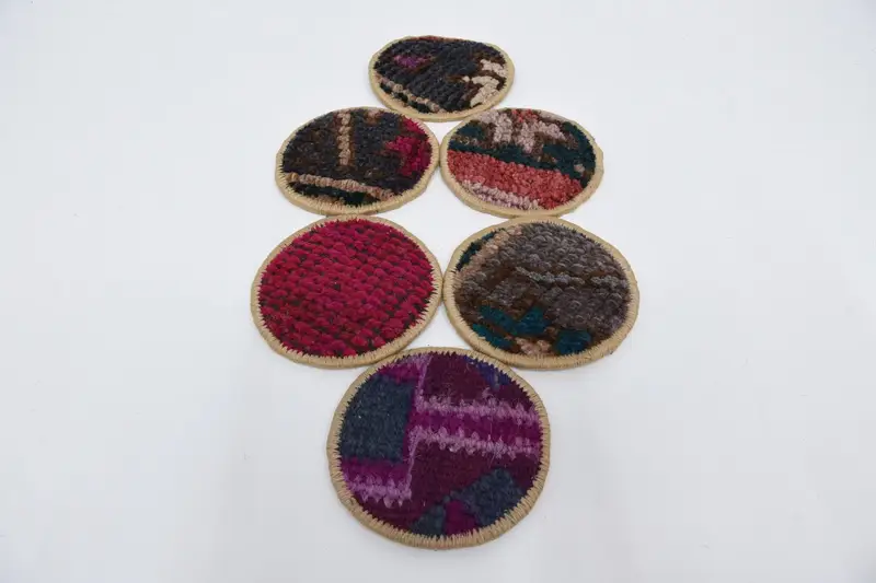 Bohem Kırmızı ve Bronz Yuvarlak Bardak Altlığı, Şık Bohem Bardak Altlığı