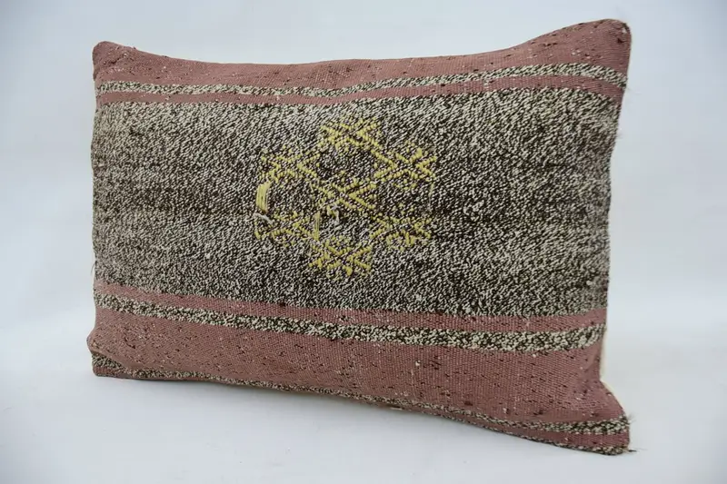 Kilim Cushion Sham, Vintage Kilim Throw Pillow, Handmade Kilim Cushion, Handmade Cushion, Pillow, 16x24 Beige Pillow Cover, Bolster Cushion - 3