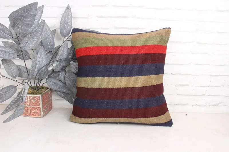 18x18 Green Cushion Case, Sustainable Pillow Sham, Hippie Throw Cushion Case, Pillow, Throw Kilim Pillow, Pillow for Couch, Kilim Pillow Cover - 1