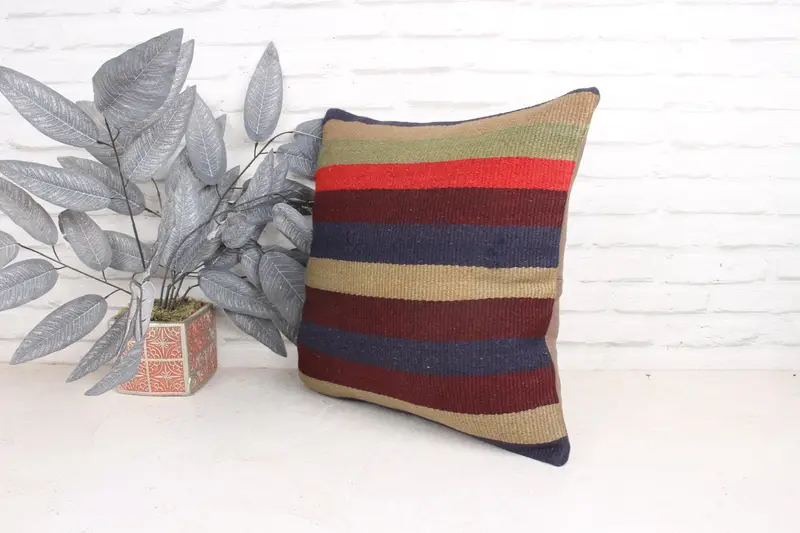 18x18 Green Cushion Case, Sustainable Pillow Sham, Hippie Throw Cushion Case, Pillow, Throw Kilim Pillow, Pillow for Couch, Kilim Pillow Cover - 4