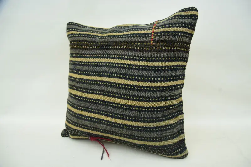 Vintage Pillow, Vintage Kilim Throw Pillow, Outdoor Cushion Case, Pillow for Sofa, Turkish Bench Cushion, Pillow, 16x16 Beige Pillow Cover - 3