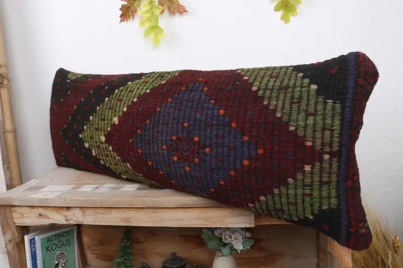 Boho Pillow Sham Cover, Pillow Cover, Customized Cushion, Throw Kilim Pillow, Boho Pillow, 12x36 Red Pillow Case, Cozy Throw Cushion Case - 4