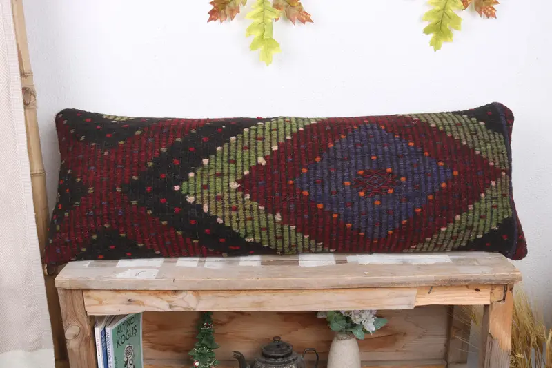 Boho Pillow Sham Cover, Pillow Cover, Customized Cushion, Throw Kilim Pillow, Boho Pillow, 12x36 Red Pillow Case, Cozy Throw Cushion Case - 2