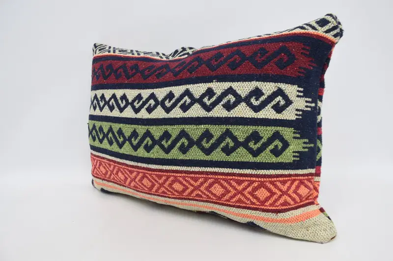 Square Throw Pillow Sham, Couch Cushion Cover, Kilim Pillow, Gift Pillow, Interior Designer Pillow, Cushion Cover, 16x24 Red Pillow Cover - 3