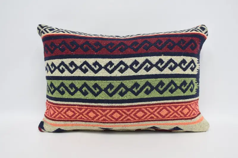 Square Throw Pillow Sham, Couch Cushion Cover, Kilim Pillow, Gift Pillow, Interior Designer Pillow, Cushion Cover, 16x24 Red Pillow Cover - 1