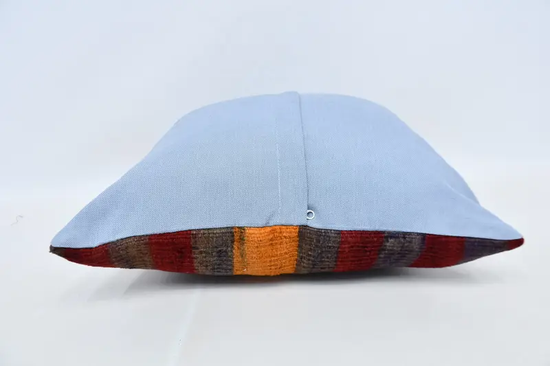 Cotton Pillow Sham, Ethnical Kilim Rug Pillow, Gift Pillow, Pillow Case, 20x20 Red Cushion, Ottoman Pillow Cover, Vintage Kilim Pillow - 5
