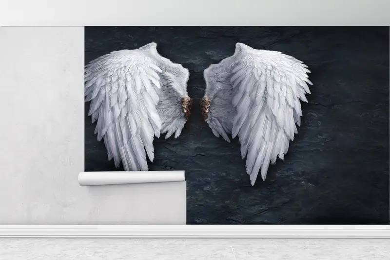 Wall Paper Peel and Stick,3d Wall Paper,Fashion Wings Wallpaper,Custom Wall Paper,Abstract Angel Wall Paper,Graffiti Wall Painting, - 1