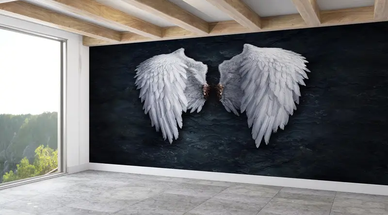 Wall Paper Peel and Stick,3d Wall Paper,Fashion Wings Wallpaper,Custom Wall Paper,Abstract Angel Wall Paper,Graffiti Wall Painting, - 2