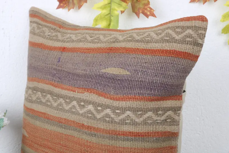 Accent Pillow Sham, Throw Kilim Pillow, Pillow, Kilim Pillow, Handmade Kilim Cushion, 16x16 Red Pillow Cover, Morroccon Kilim Cushion Cushion - 5