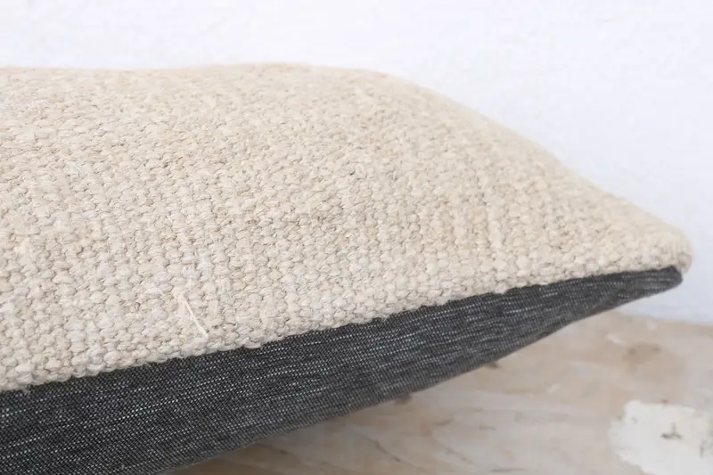 8x16 Beige Cushion Case, Handmade Kilim Cushion, Interior Designer Pillow, Bolster Throw Cushion, Kilim Pillow Cover, Cushion Cover - 6