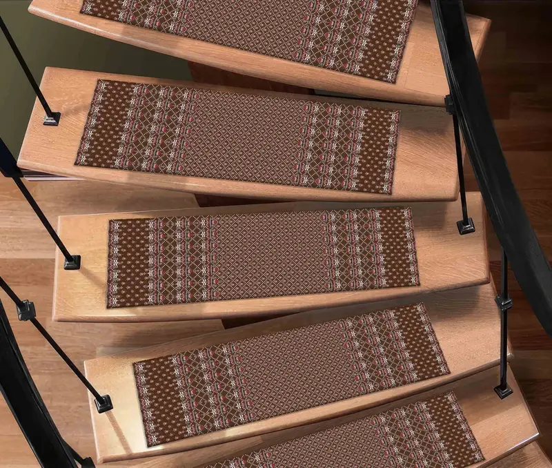 Red Flowers Ethnic Pattern Stair Rug, Kilim Design Printed Rug