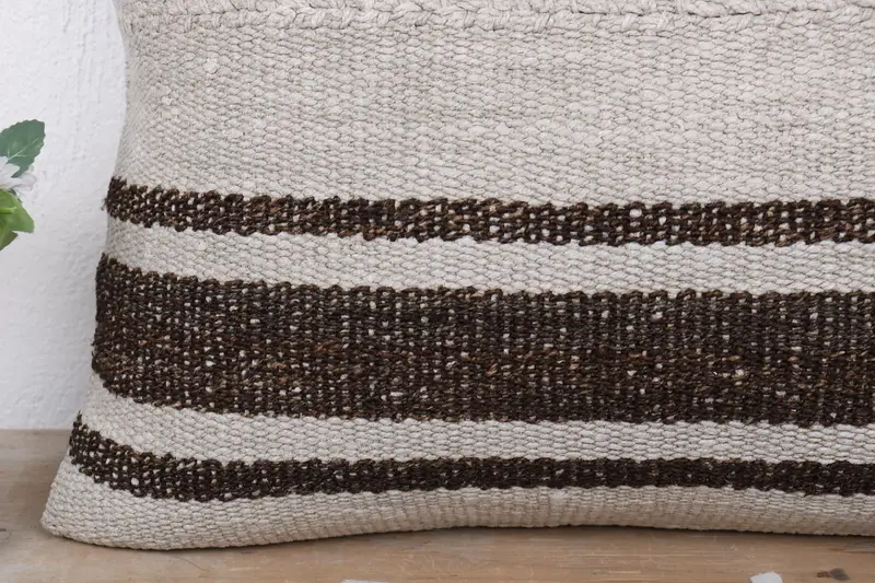 Türk Yastığı, Açık Dövme Yastığı Kılıfı, Yastık Örtüsü, Kilim Yastığı Kapağı, Kanepe için Yastık, 16x24 Bej Yastığı, El Yapımı Yastık Kapağı - 3