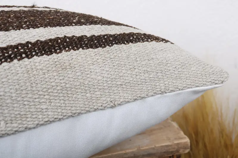 Türk Yastığı, Açık Dövme Yastığı Kılıfı, Yastık Örtüsü, Kilim Yastığı Kapağı, Kanepe için Yastık, 16x24 Bej Yastığı, El Yapımı Yastık Kapağı - 6