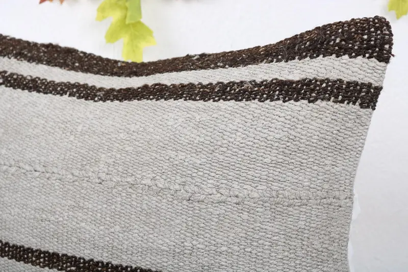 Türk Yastığı, Açık Dövme Yastığı Kılıfı, Yastık Örtüsü, Kilim Yastığı Kapağı, Kanepe için Yastık, 16x24 Bej Yastığı, El Yapımı Yastık Kapağı - 5