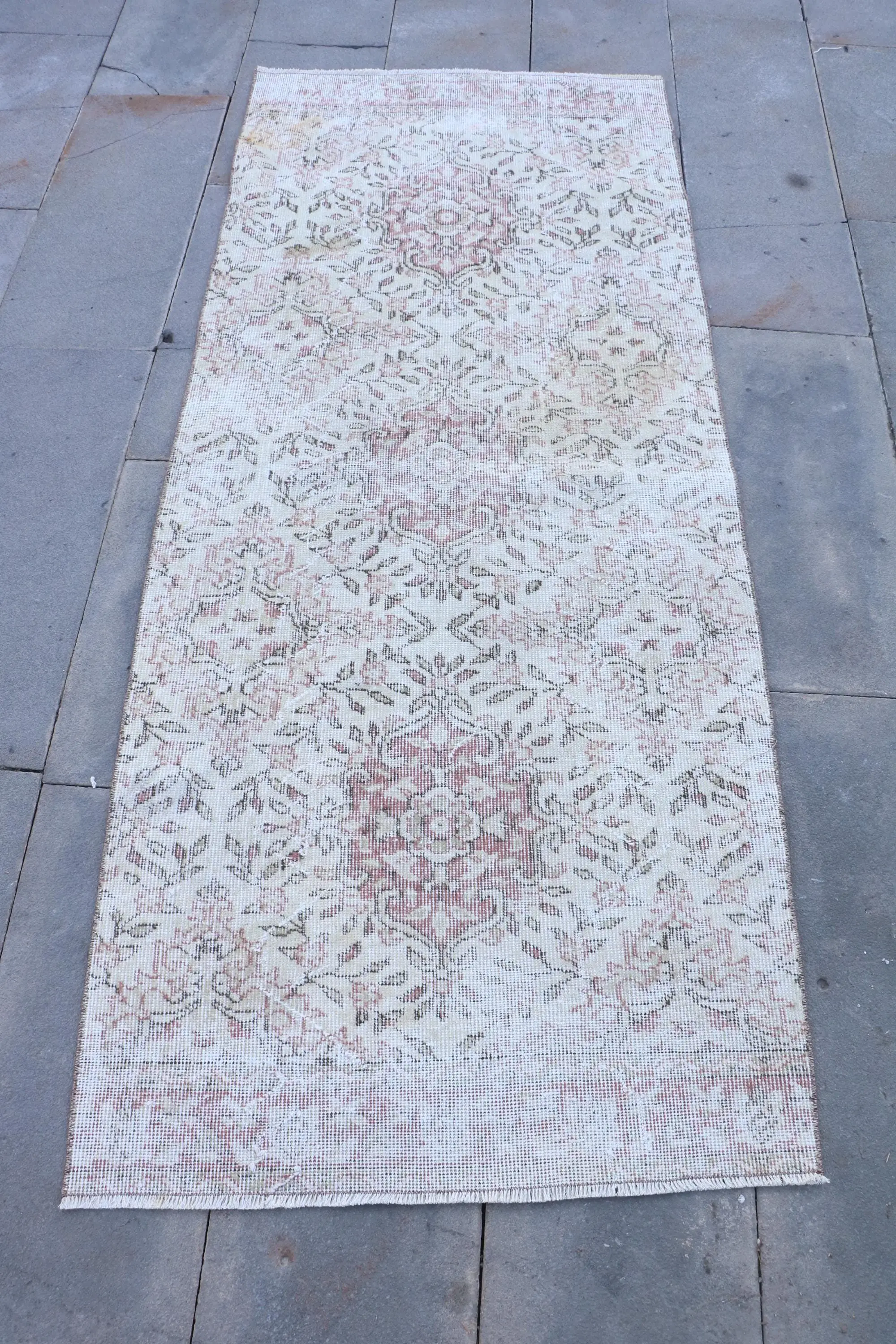 2.9x6.8 ft Accent Vintage Halı, Beyaz Fas Türk Halısı - 1