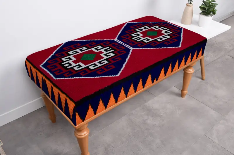 Yün Kumaşlı Masif Ahşap Bank, Dayanıklı ve Şık Bank