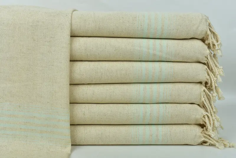 Turkish Hand Towel, 18x36 Inches, Linen, Personalized, Beige Stripes