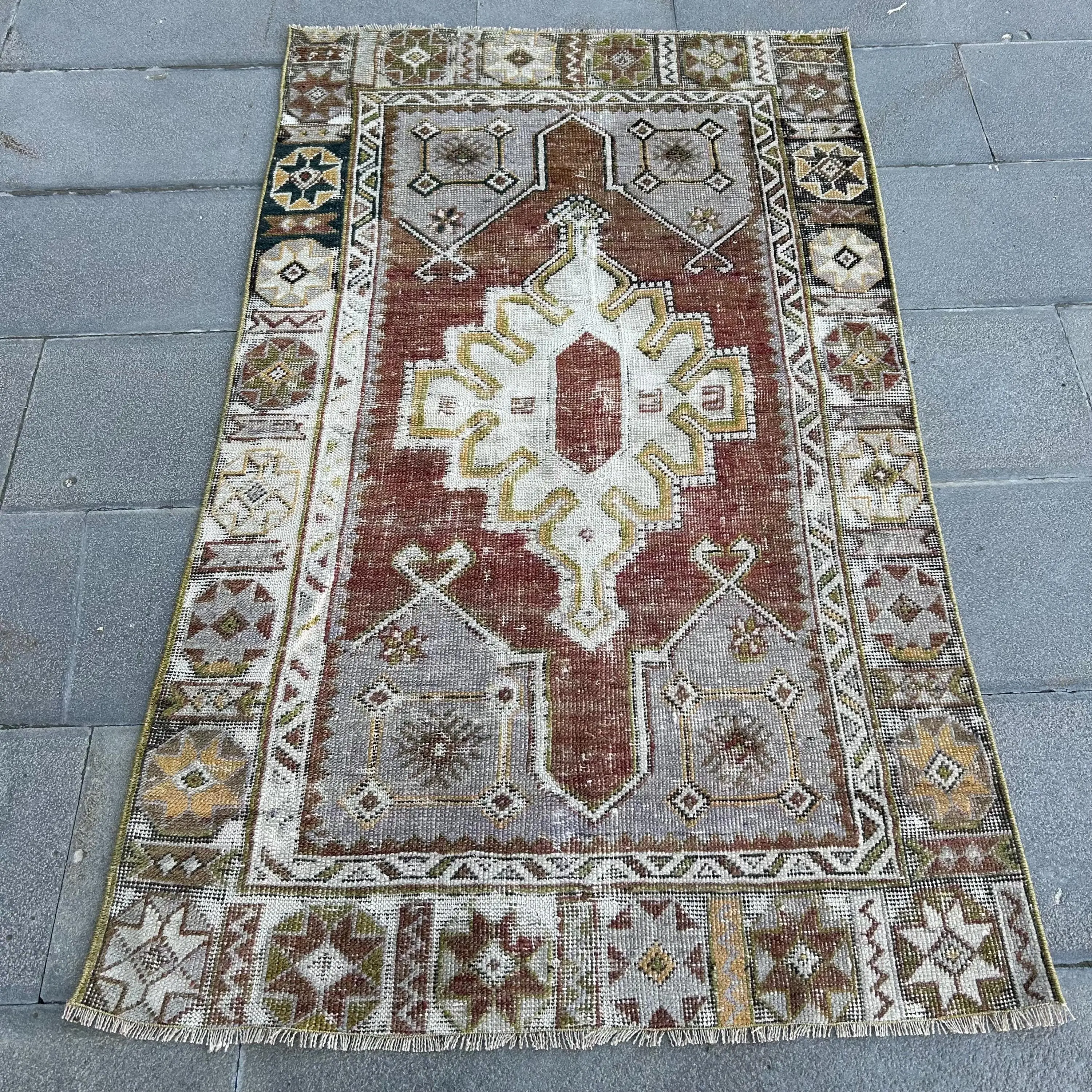 Alfombra vintage, alfombra decorativa de 3,2 x 5,4 pies, alfombra floral marrón - 1