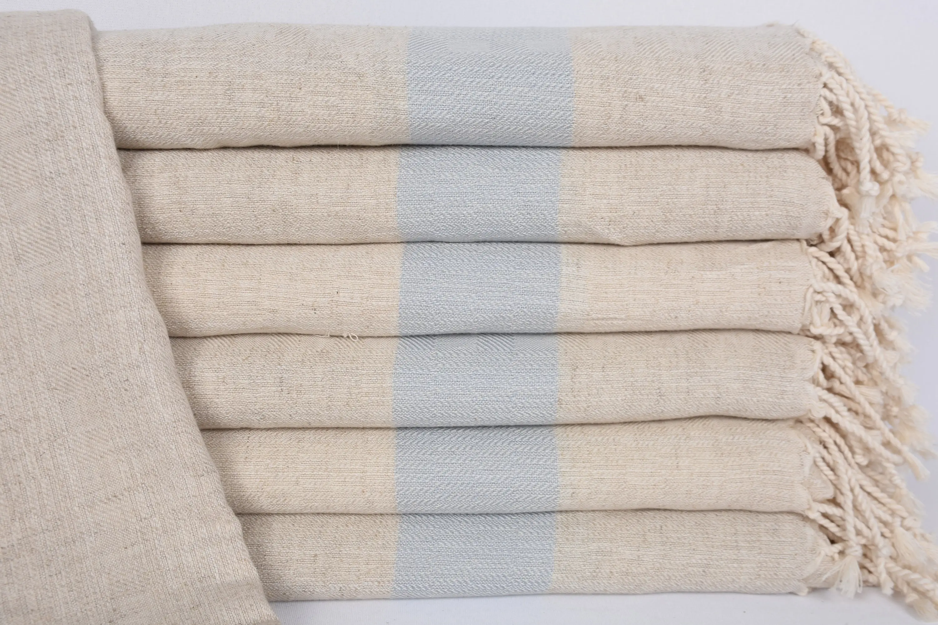 Bath Towel Personalized Baby Blue Striped Organic Cotton, 70x36 Inches - 1
