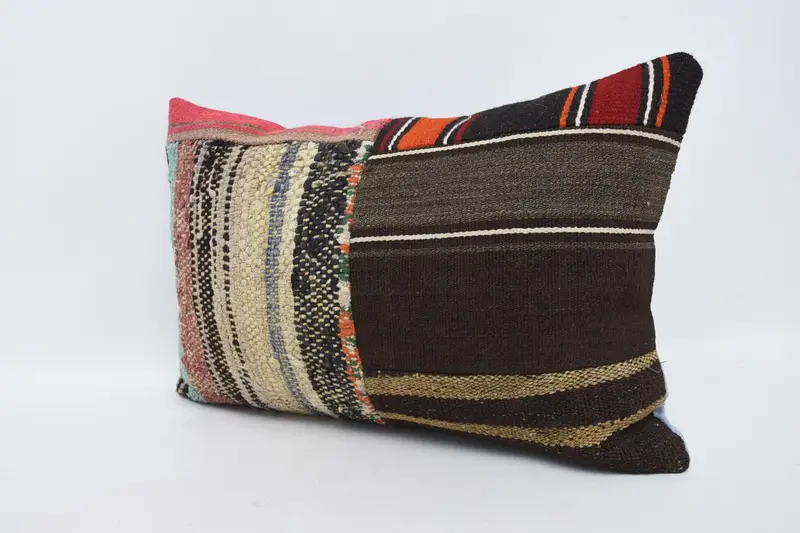 Boho Pillow, Hippie Throw Pillow Case, Kilim Cushion Sham, Pillow for Sofa, Pillow Cover, Christmas Cushion Cover, 16x24 Brown Pillow Sham - 4