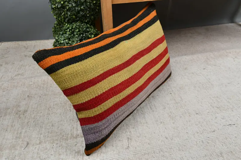 Pillow for Sofa, Aztec Pillow Cover, Pillow Case, Luxury Pillow Cover, 16x24 Red Cushion, Vintage Kilim Throw Pillow, Boho Pillow - 7