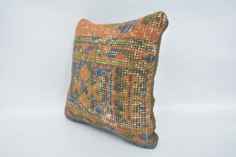 Pillow Case, Crochet Pattern Pillow Sham, Boho Chic Pillow, 12x12 Green Cushion, Turkish Kilim Pillow, Interior Designer Pillow, Pillow for Sofa - 4