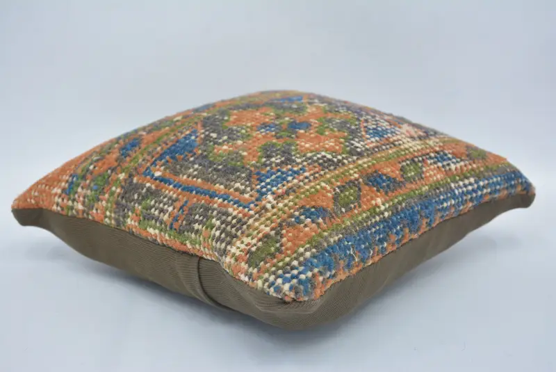 Pillow Case, Crochet Pattern Pillow Sham, Boho Chic Pillow, 12x12 Green Cushion, Turkish Kilim Pillow, Interior Designer Pillow, Pillow for Sofa - 6