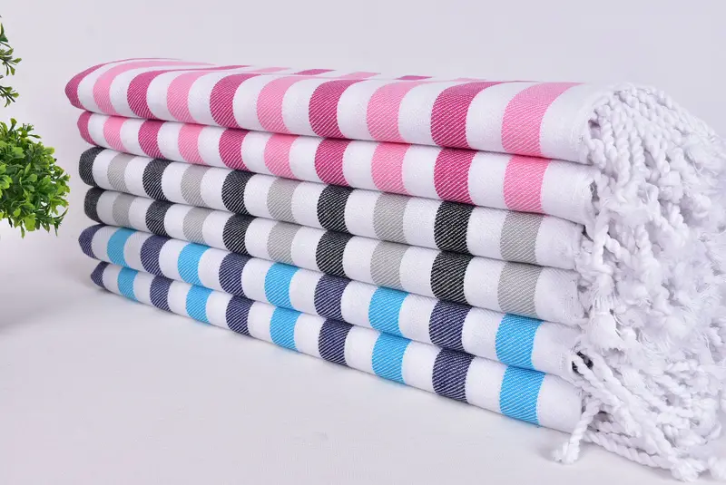Absorbent Turkish towel, Beach Towel Gift, 70x40 Cotton Striped Towel, Baby Boy Gift, Wedding Gift, Handmade Turkish hammam towel, Cute Beach Towel - 3