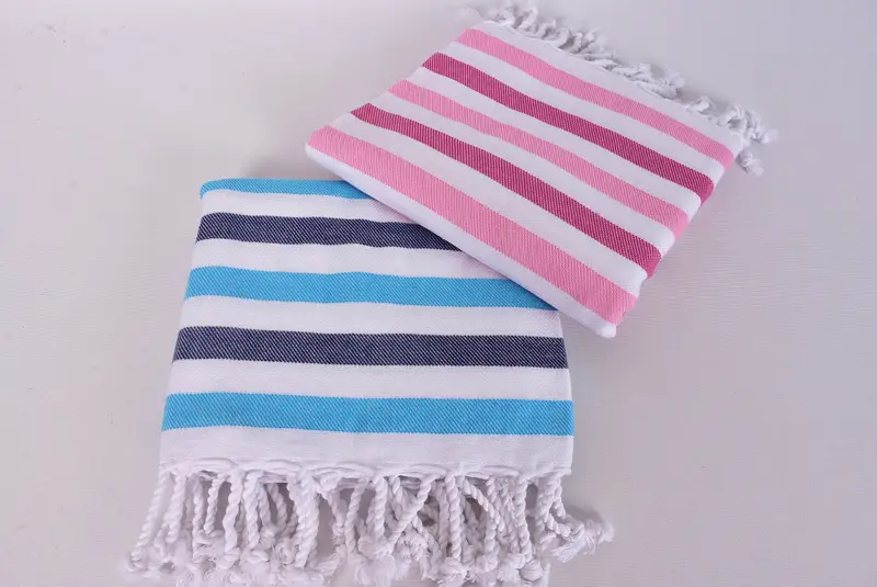 Absorbent Turkish towel, Beach Towel Gift, 70x40 Cotton Striped Towel, Baby Boy Gift, Wedding Gift, Handmade Turkish hammam towel, Cute Beach Towel - 6