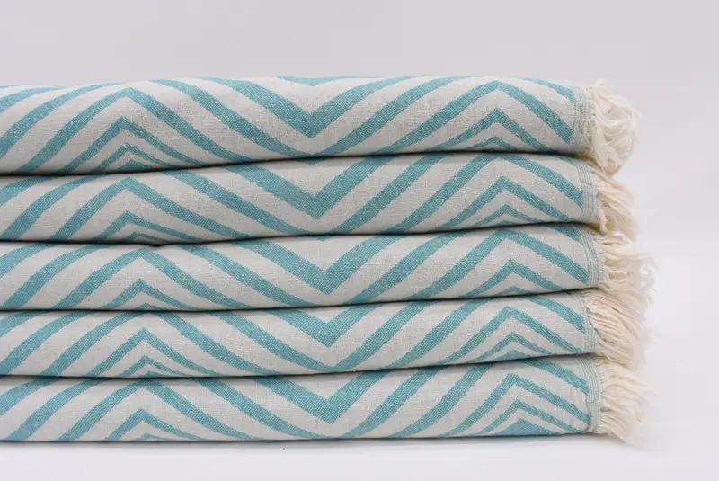 Christmas Gift, 70x40 Cotton Zigzag Design Towel, Summer Gift, Housewarming Gift, Handwoven Turkish bath towel, Turkish bath towel, Kids Beach Towel - 1